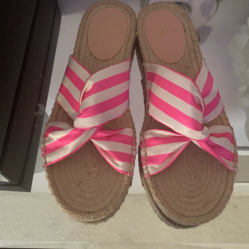 Nwt J. Crew Pink And White Espadrilles 9.5